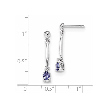 14k White Gold w/ Diamond & Tanzanite Post Dangle Earrings