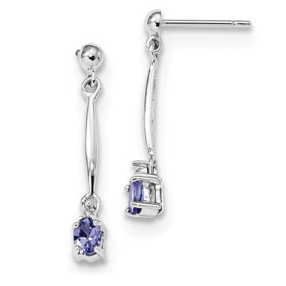 14k White Gold w/ Diamond & Tanzanite Post Dangle Earrings