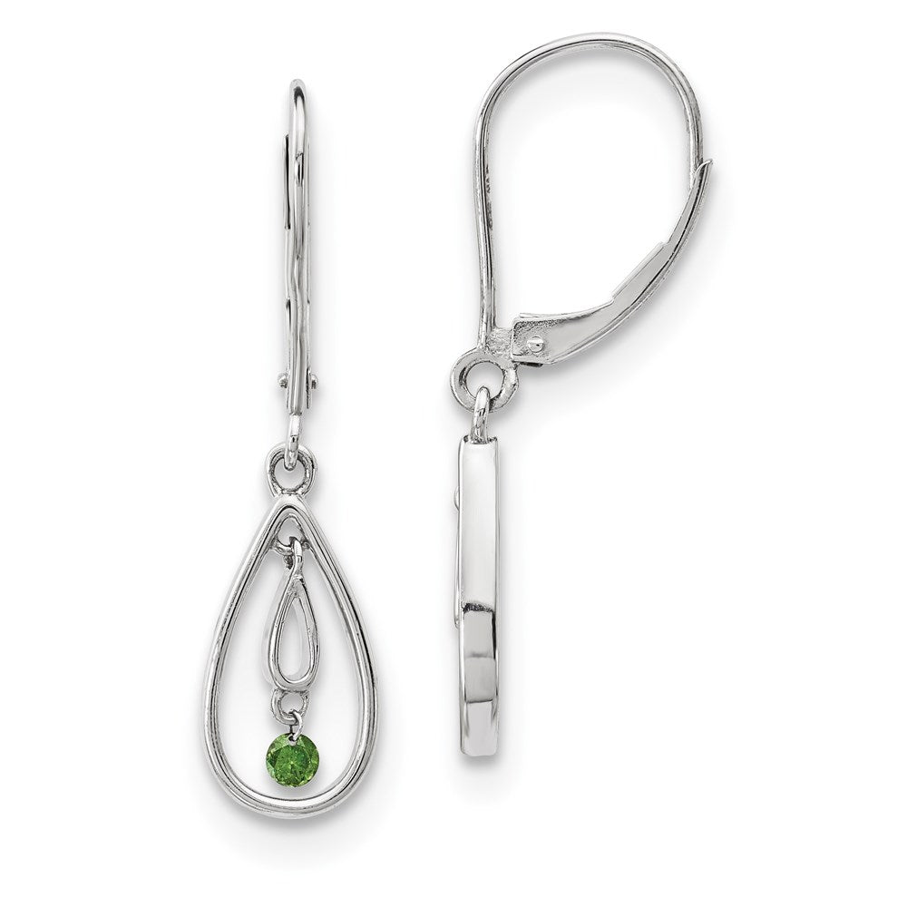 14k White Gold Green Real Diamond Earrings XE3194A