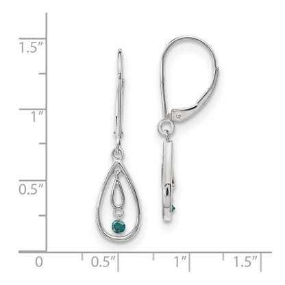 14k White Gold Blue Diamond Earrings