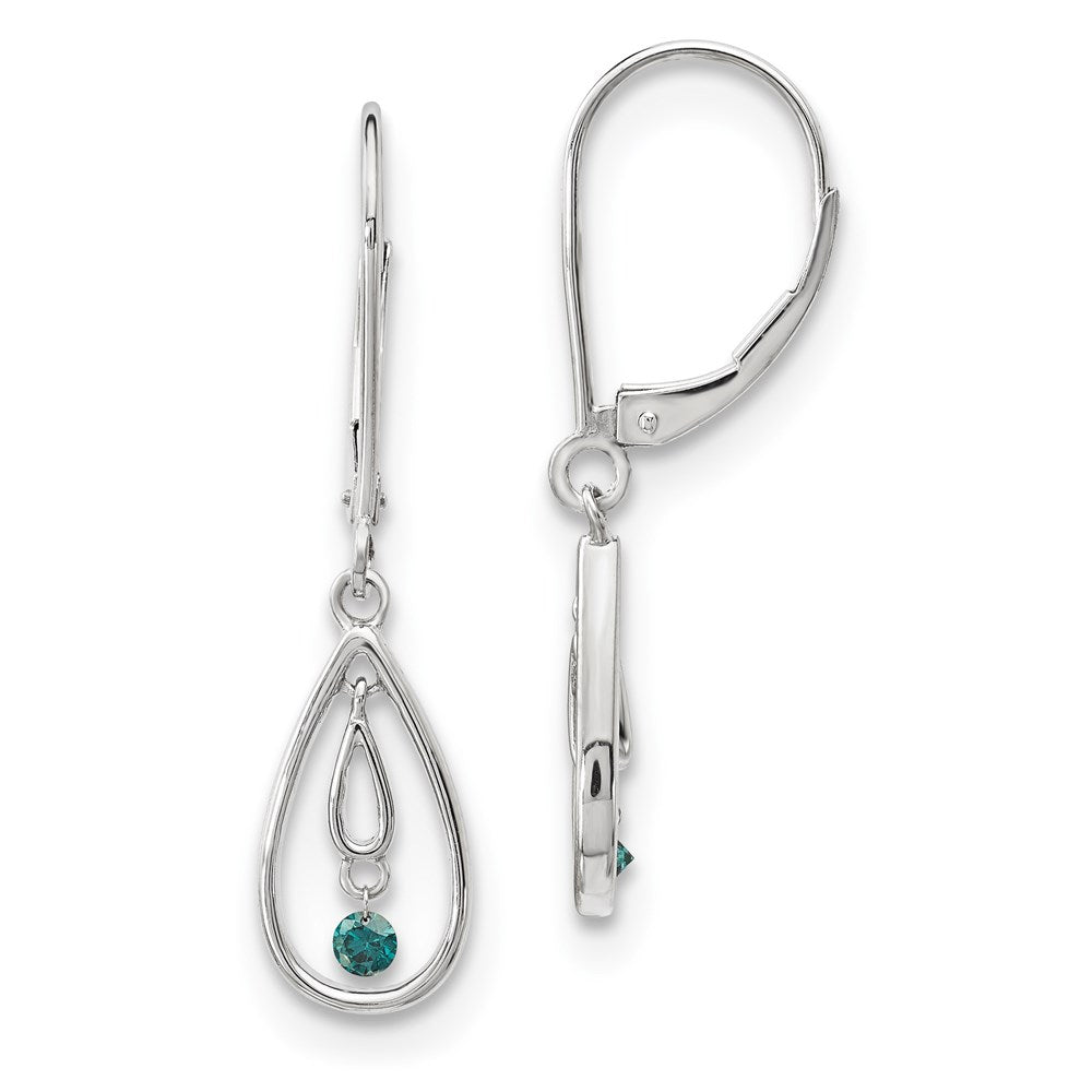 14k White Gold Blue Diamond Earrings