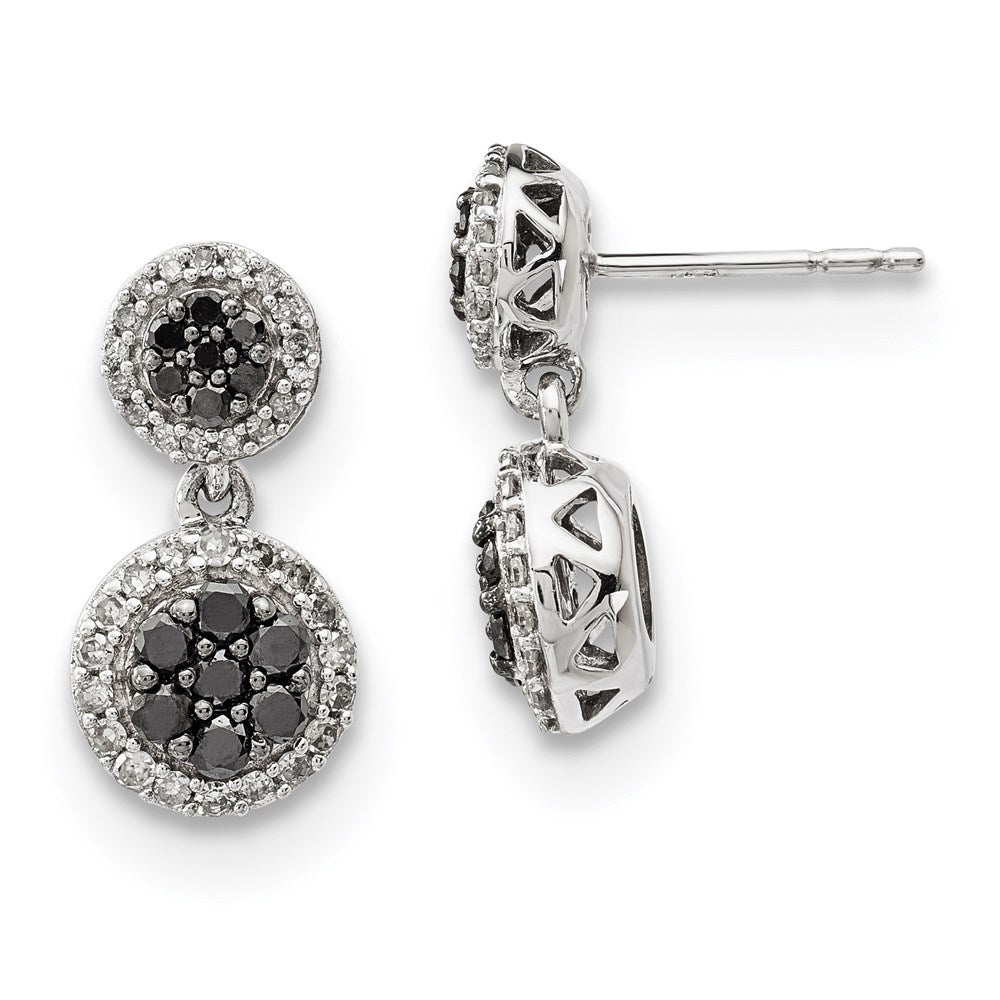 14k White Gold Black/White Real Diamond Earrings XE3197A