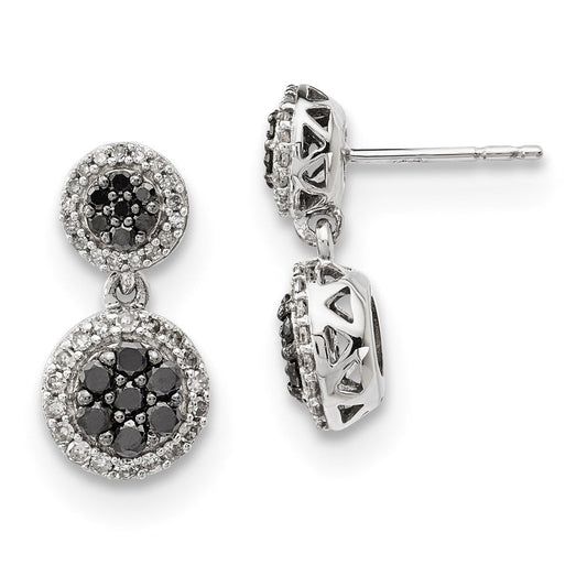 14k White Gold Black/White Real Diamond Earrings XE3197A