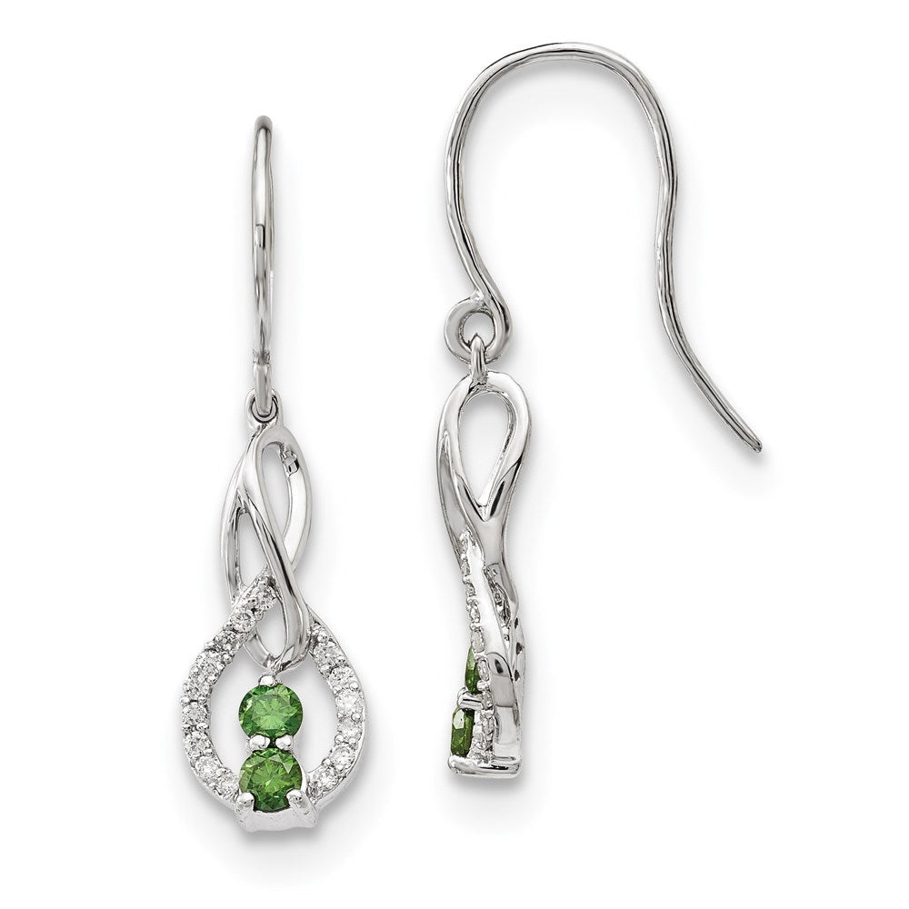14k White Gold Green/White Real Diamond Earrings XE3200A