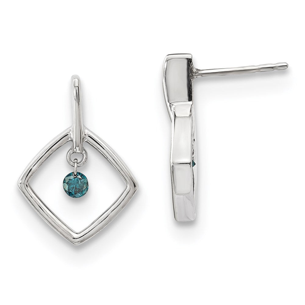 14k White Gold Blue Diamond Earrings