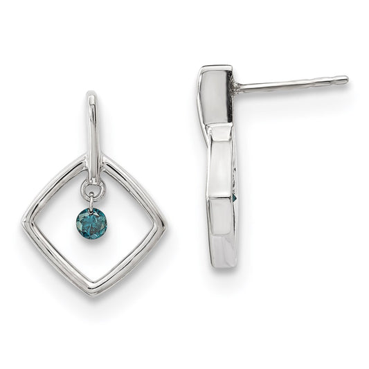 14k White Gold Blue Diamond Earrings