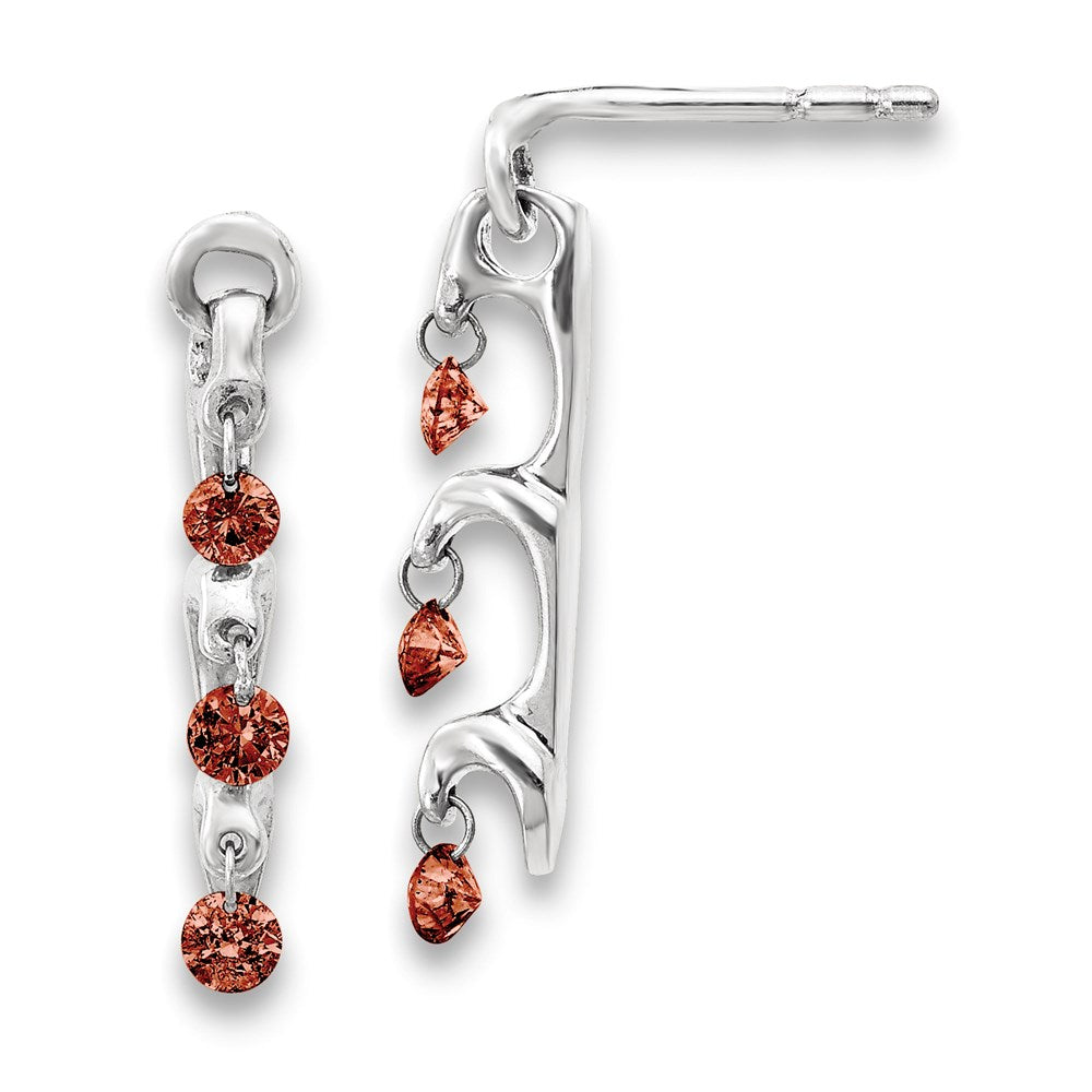 14k White Gold Red Real Diamond Earrings XE3224A