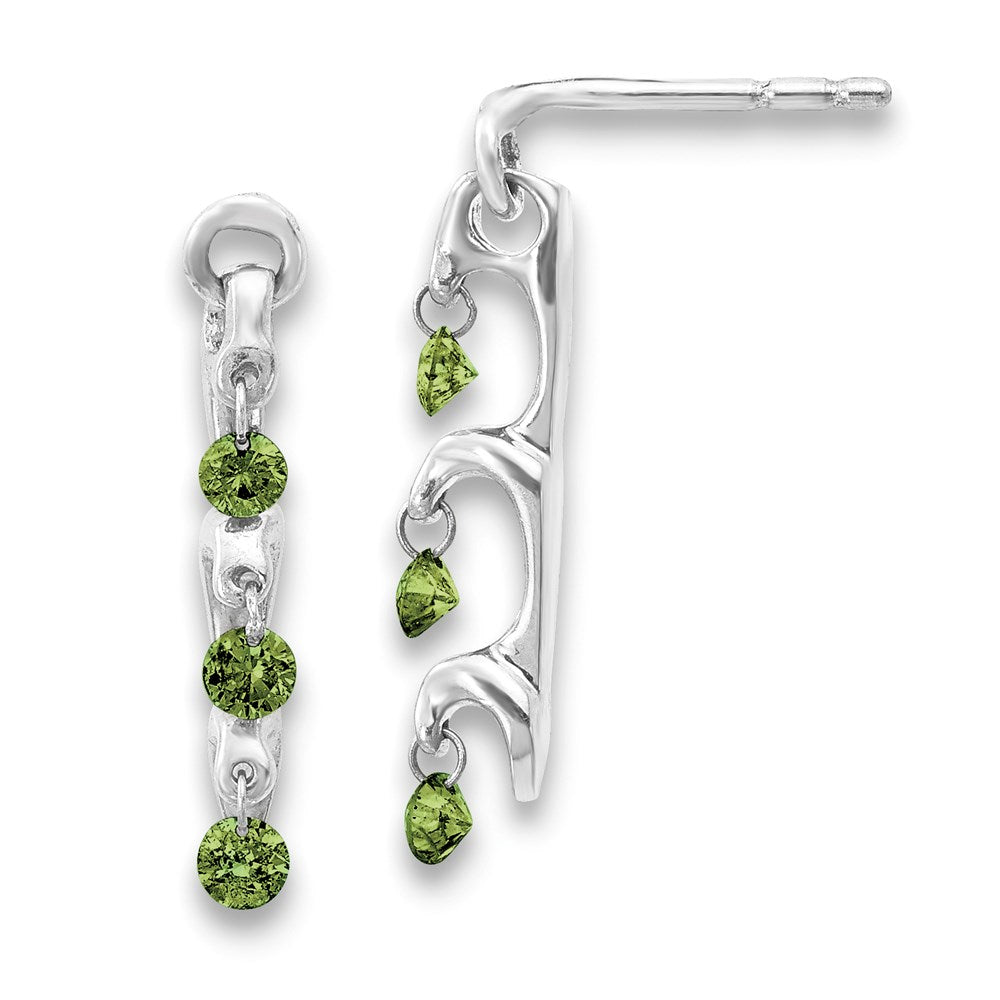 14k White Gold Green Real Diamond Earrings XE3225A