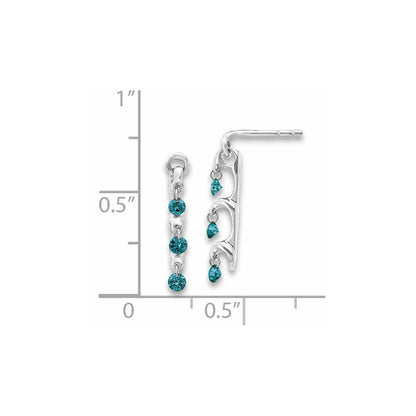 14k White Gold Blue Diamond Earrings