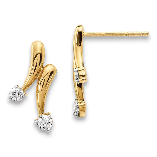 14k Yellow Gold Real Diamond Earrings XE3228A