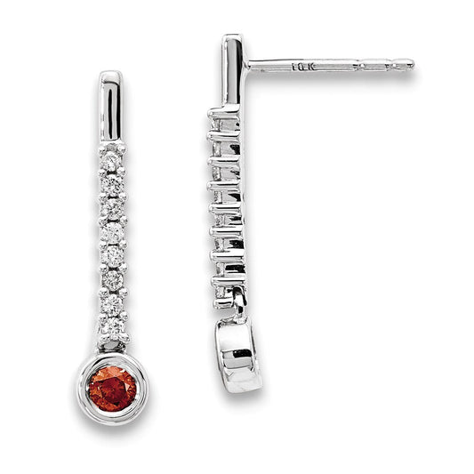 14k White Gold Red/White Real Diamond Earrings XE3229A