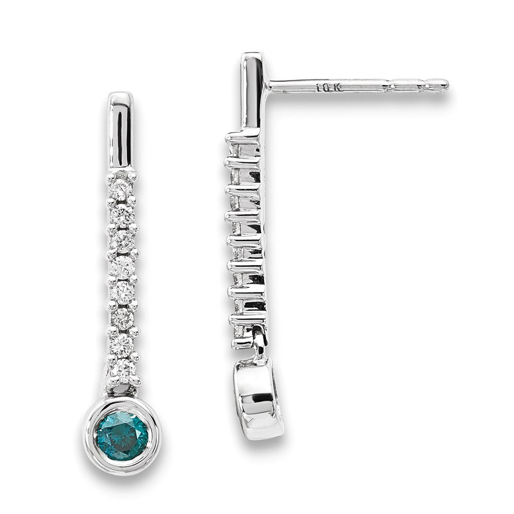 14k White Gold Blue/White Real Diamond Earrings XE3230A