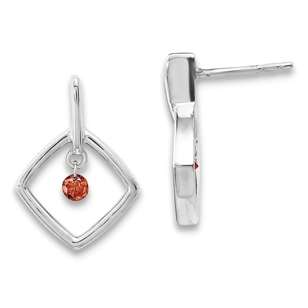 14k White Gold Red Real Diamond Earrings XE3232A
