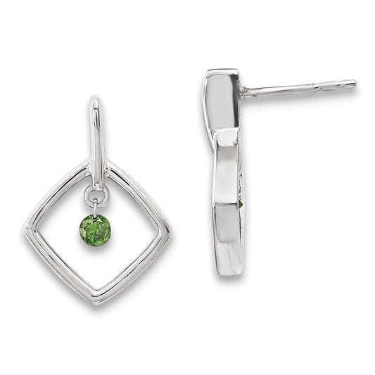 14k White Gold Green Real Diamond Earrings XE3233A