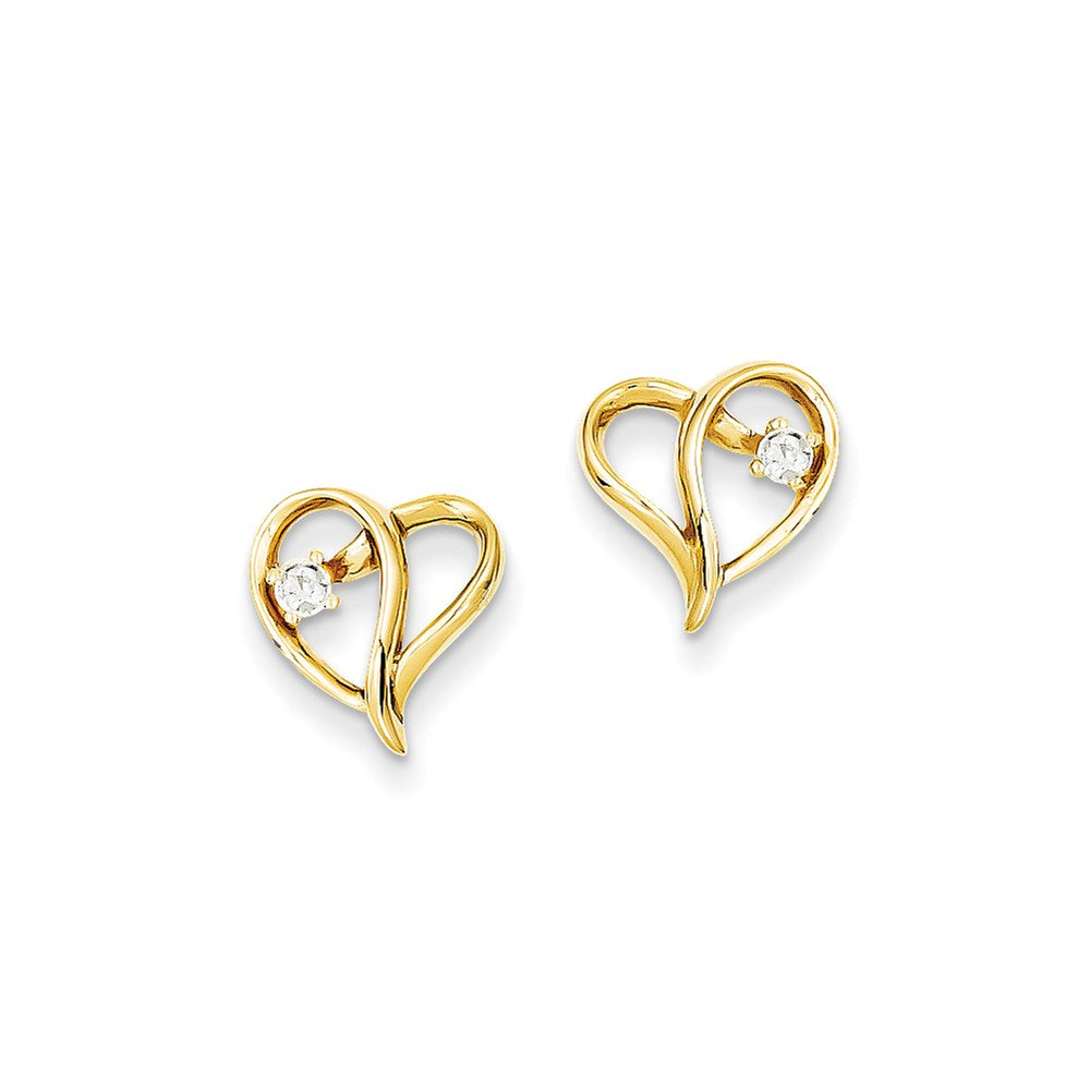 14k Yellow Gold VS Real Diamond heart Earrings XE337VS