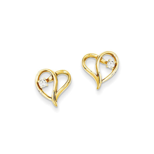 14k Yellow Gold VS Real Diamond heart Earrings XE337VS