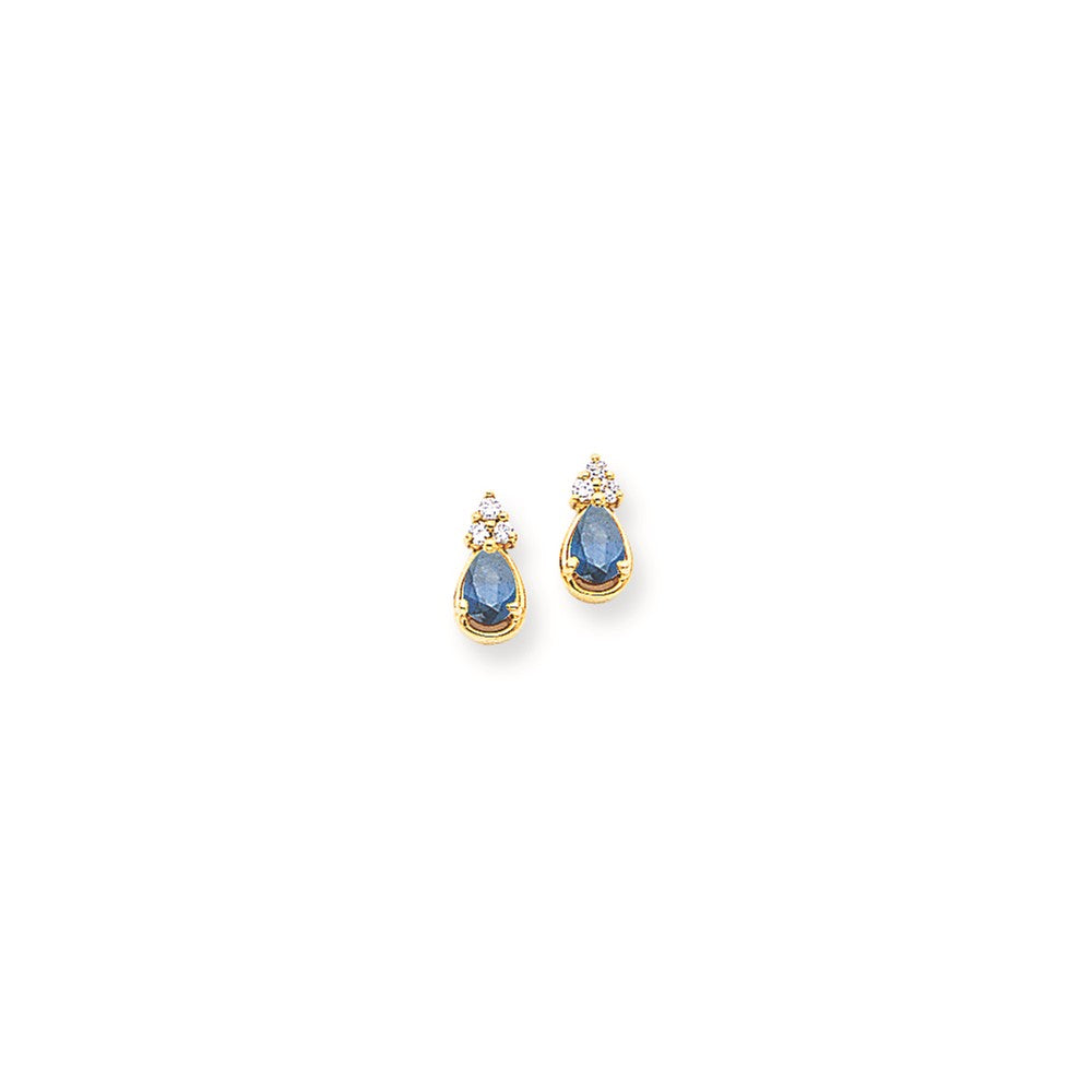 14k Yellow Gold 6x4mm Pear Sapphire & AA Real Diamond Earrings XE397S/AA