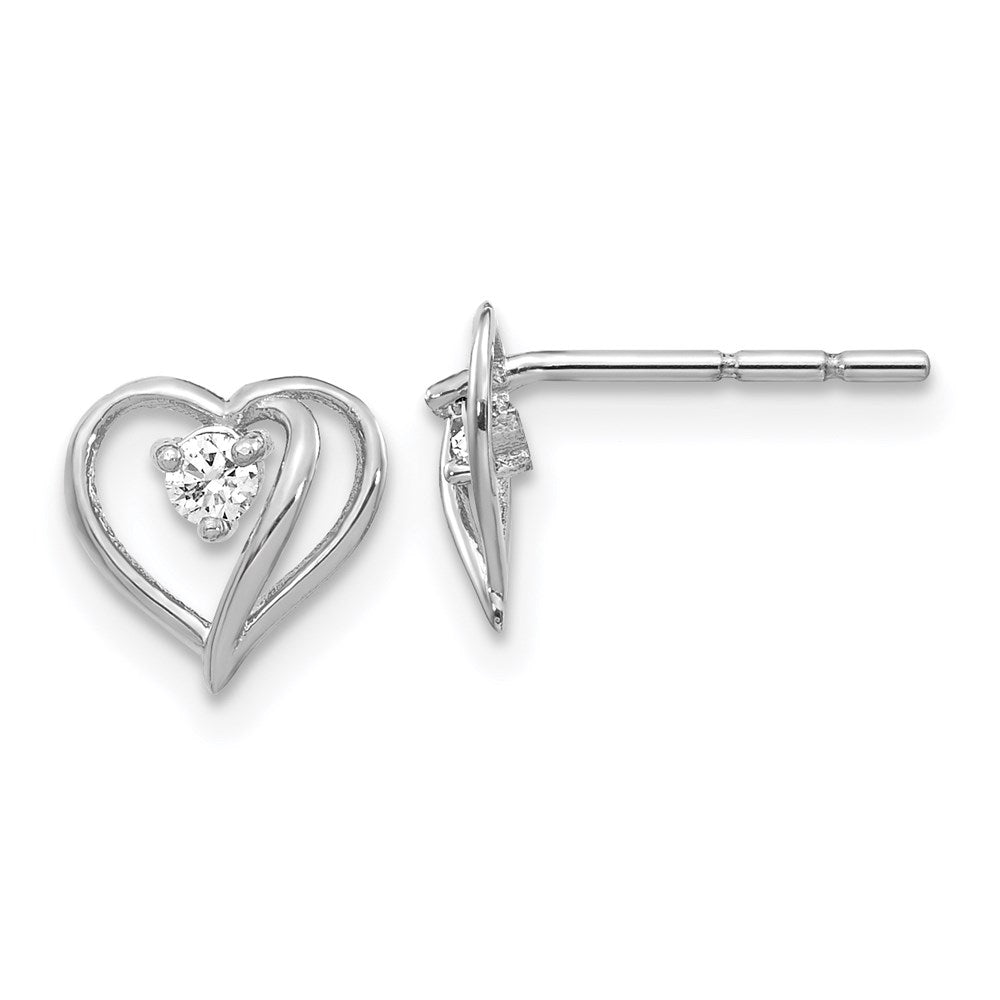 14k White Gold A Real Diamond heart Earrings XE40WA