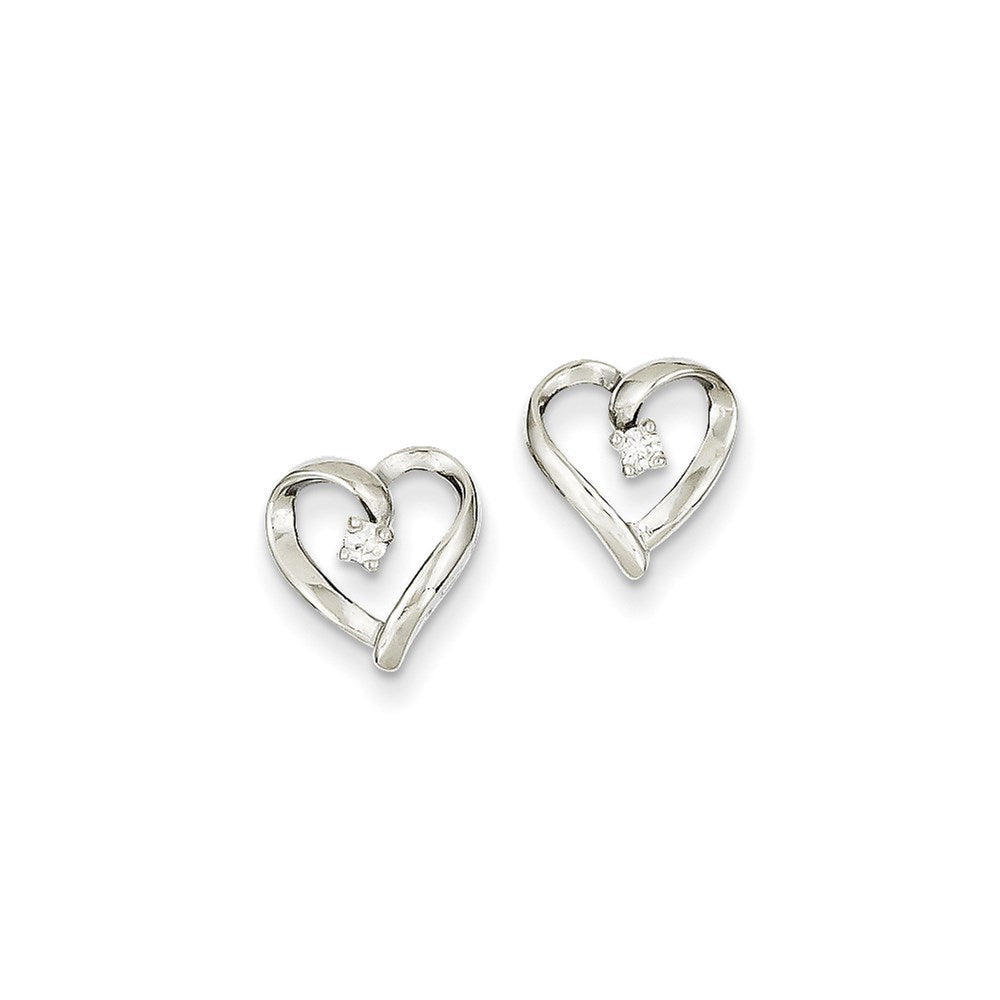 14k White Gold VS Real Diamond heart Earrings XE46WVS