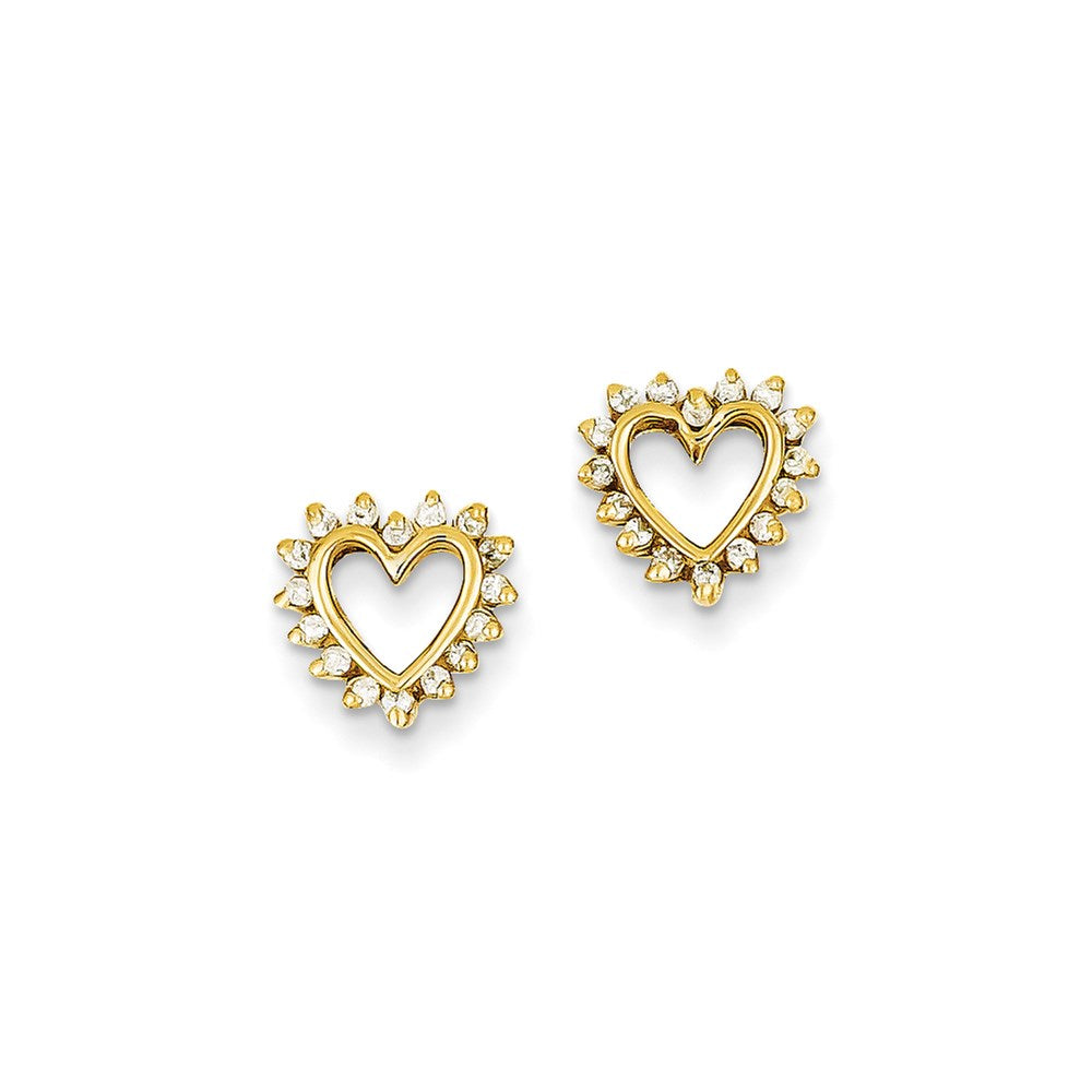 14k Yellow Gold Real Diamond heart Earrings XE523A