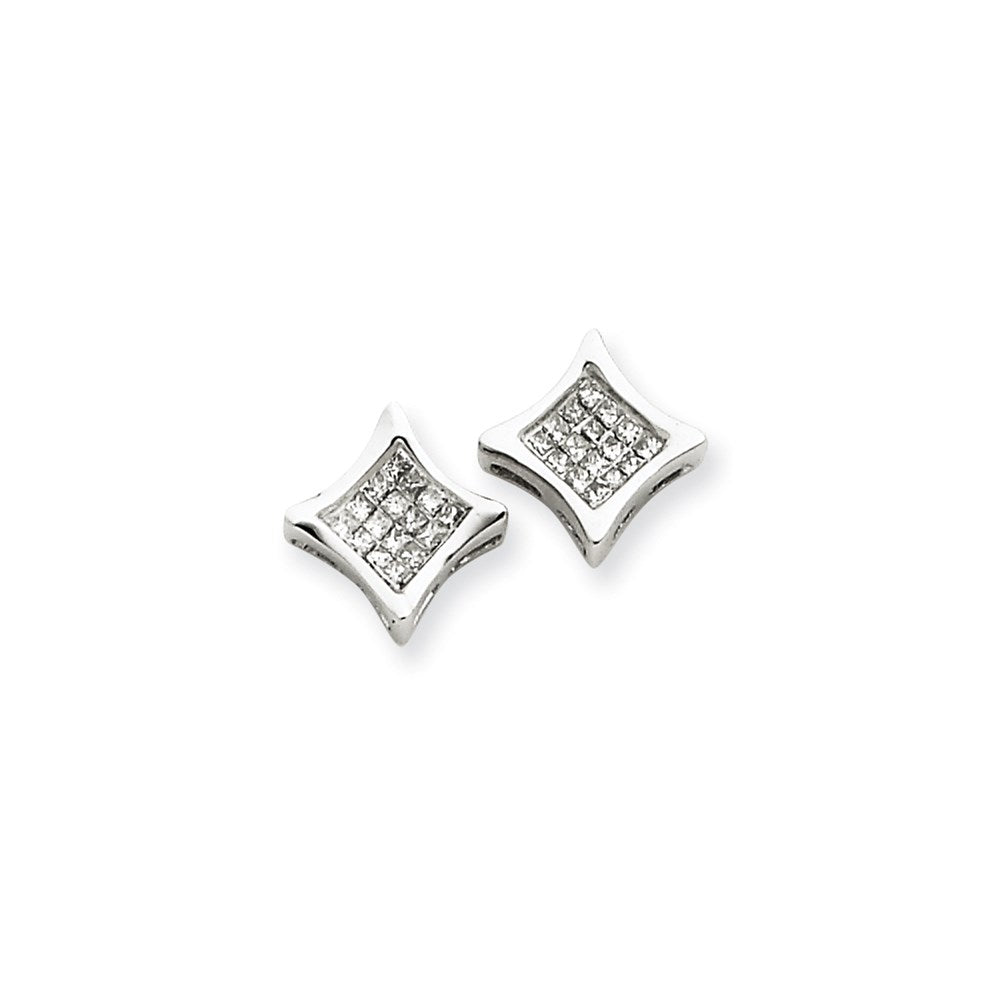 14k White Gold AA Quality Completed Fancy Real Diamond Earrings XE563AA