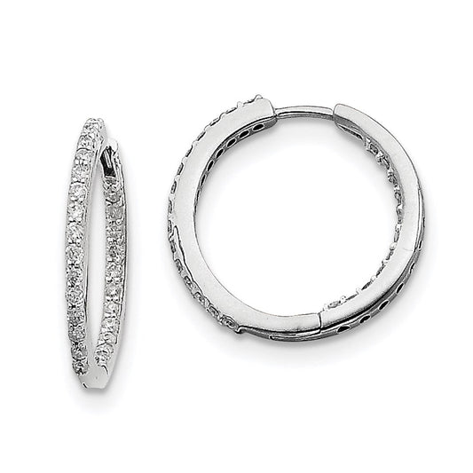 14k White Gold Real Diamond Hoop Earrings XE602AA