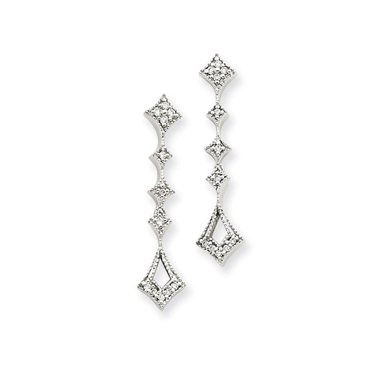 14k White Gold AA Real Diamond Vintage Earrings XE606AA