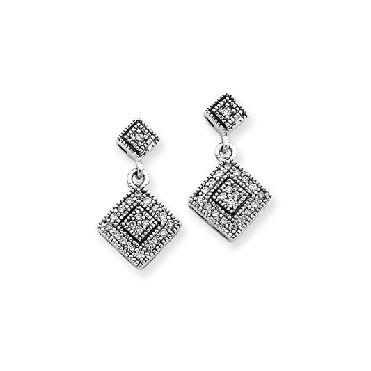 14k White Gold AA Quality Completed Real Diamond Vintage Earrings XE609AA