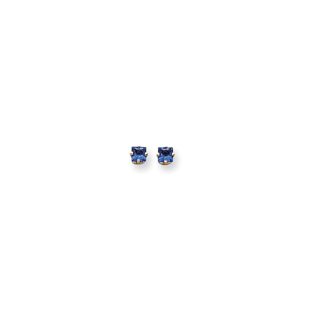 14k Yellow Gold 4mm Princess Cut Sapphire Earrings XE60S