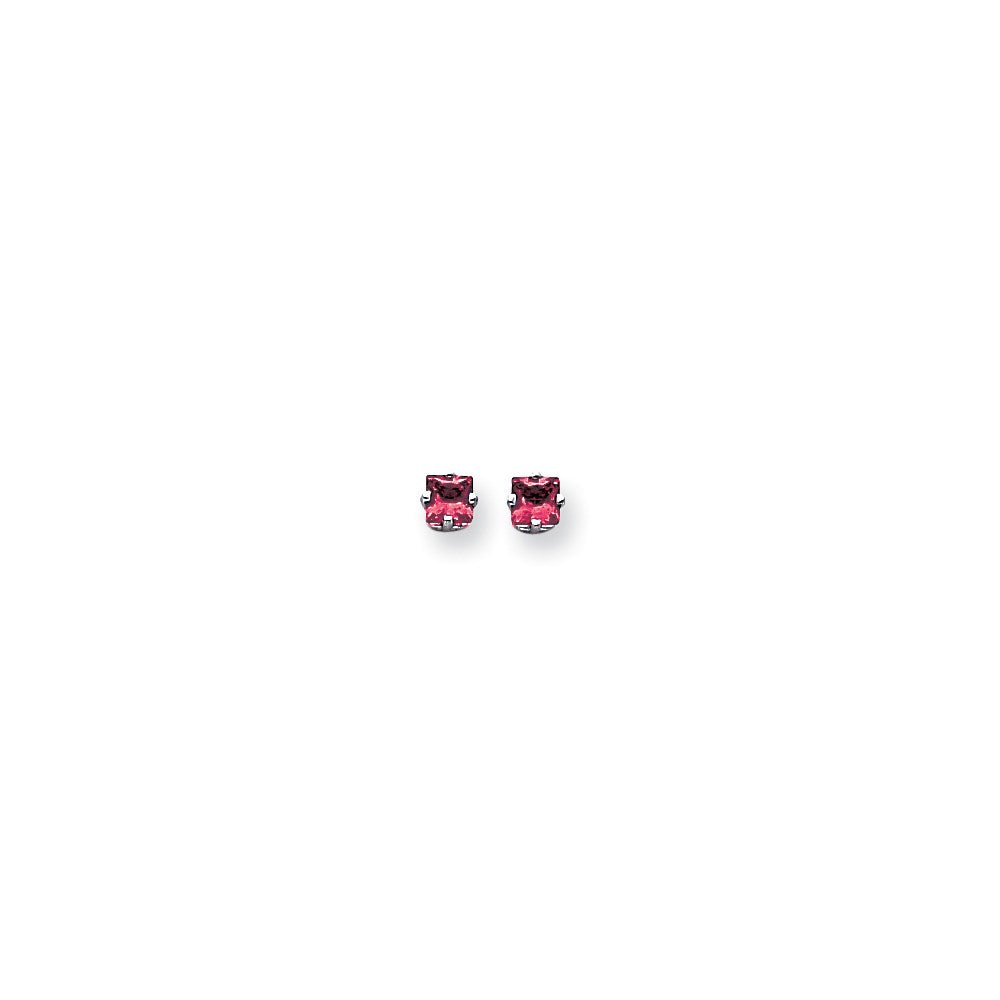 14k White Gold 4mm Princess Cut Pink Sapphire Earrings XE60WSP