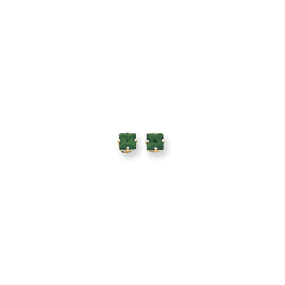 14k Yellow Gold 5mm Princess Cut Mount St. Helens Earrings XE61MS