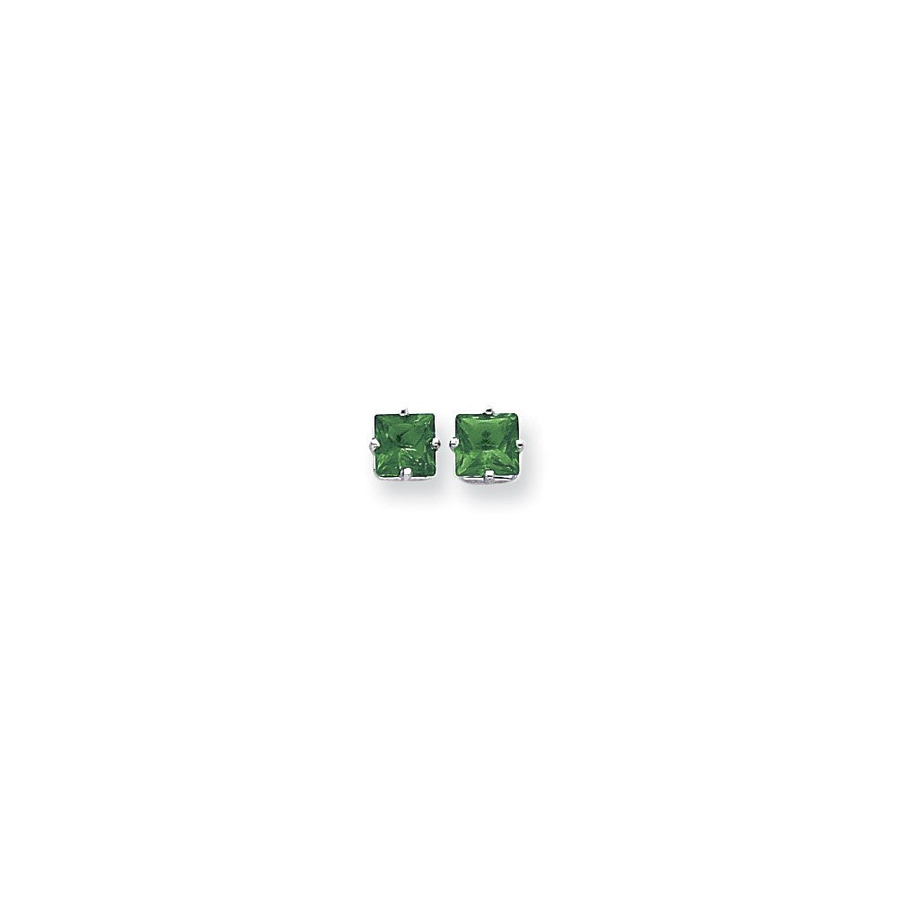 14k White Gold 6mm Princess Cut Mount St. Helens Earrings XE62WMS