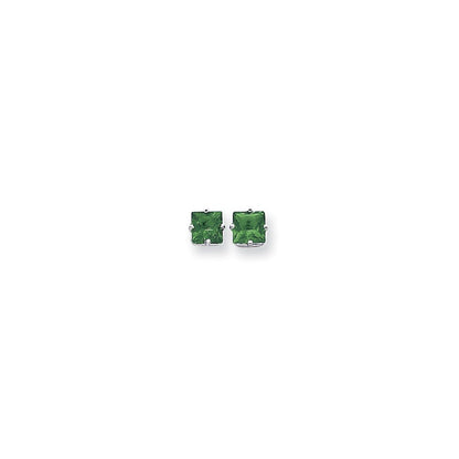 14k White Gold 6mm Princess Cut Mount St. Helens Earrings XE62WMS