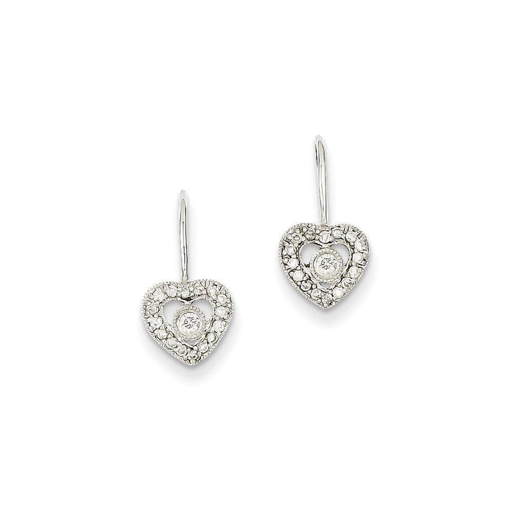 14k White Gold Real Diamond Heart Earrings XE642AA
