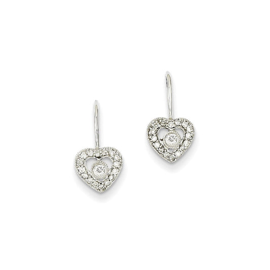 14k White Gold Real Diamond Heart Earrings XE642AA