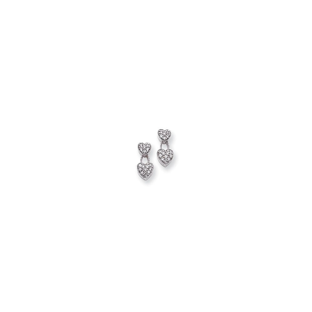 14k White Gold Real Diamond Heart Earrings XE643A