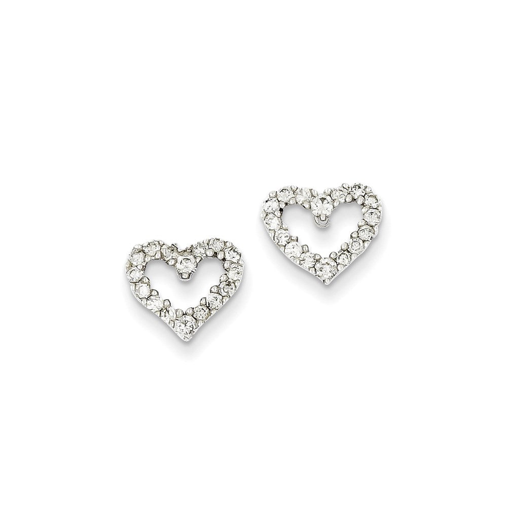 14k White Gold Real Diamond Heart Earrings XE650A