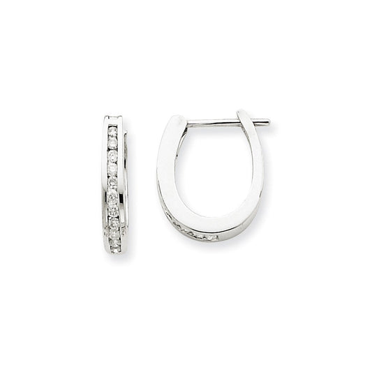 14k White Gold Real Diamond Hoop Earrings XE654AA