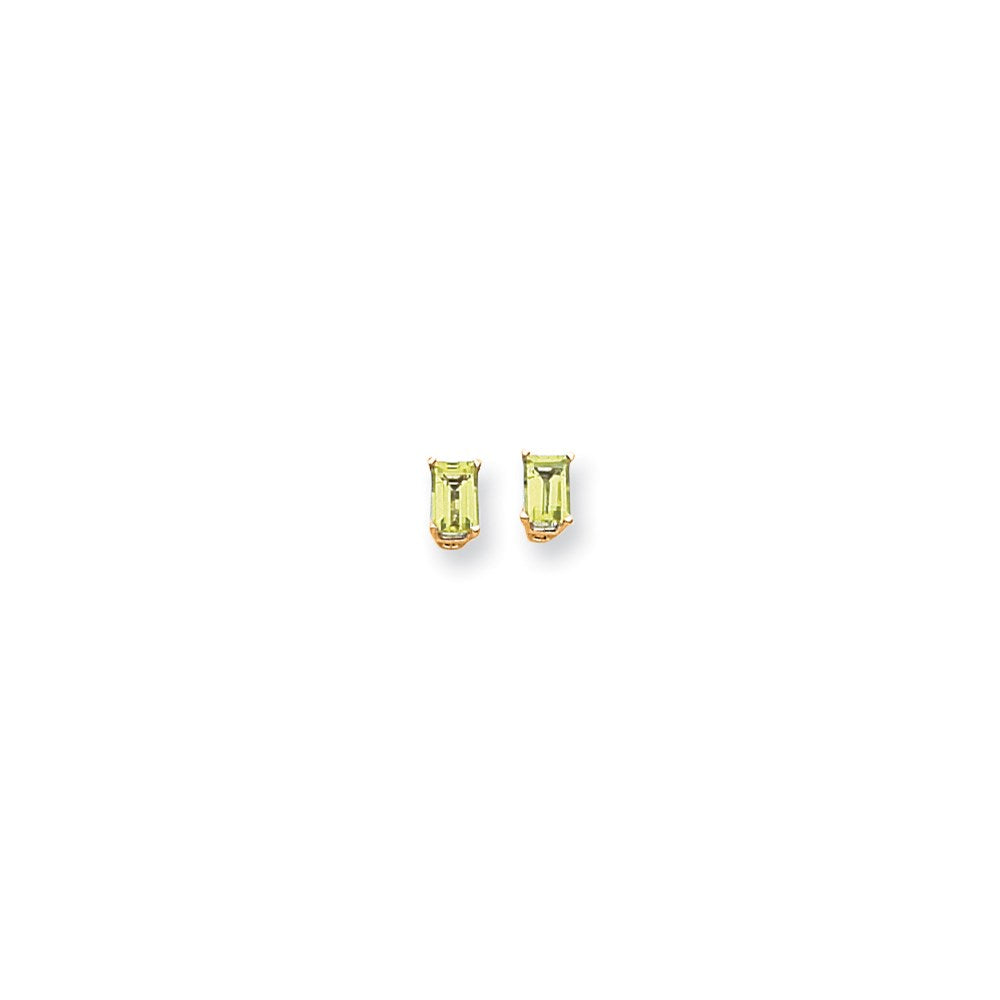 14k Yellow Gold 6x4mm Emerald Cut Peridot Earrings XE65PE