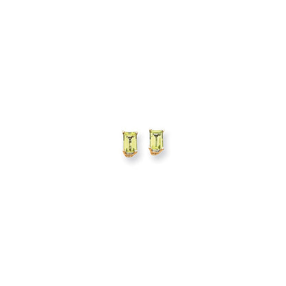 14k Yellow Gold 6x4mm Emerald Cut Peridot Earrings XE65PE