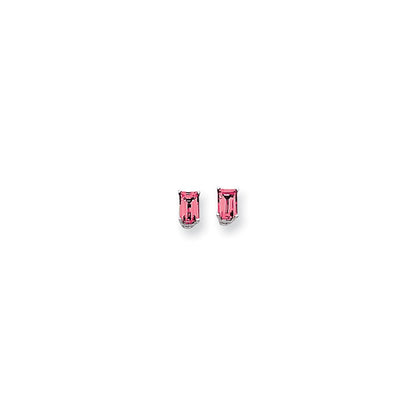 14k White Gold 6x4mm Emerald Cut Pink Sapphire Earrings XE65WSP