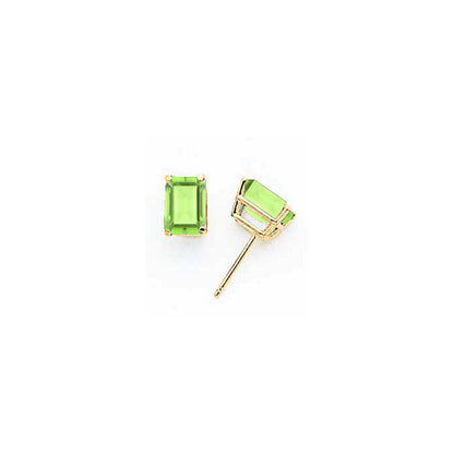 14k Yellow Gold 7x5mm Emerald Cut Peridot Earrings XE66PE