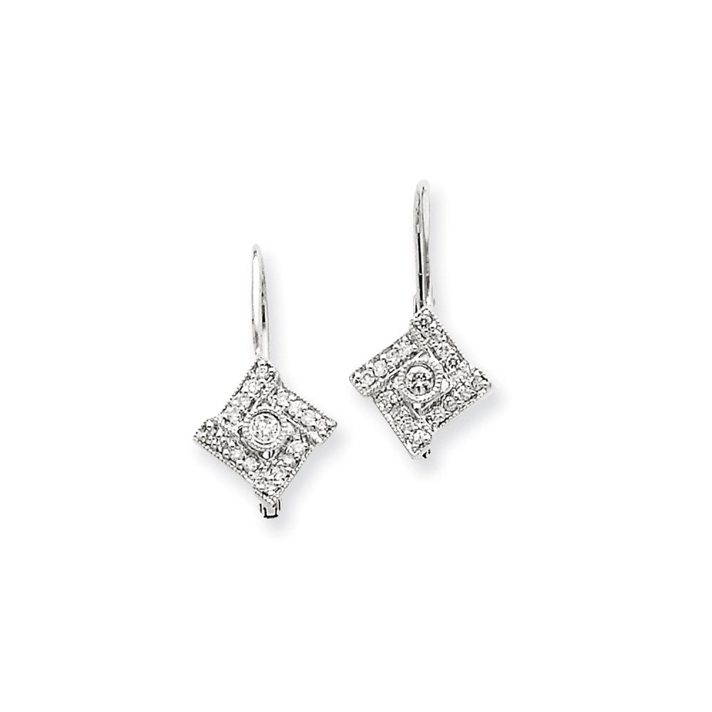 14k White Gold Vintage Real Diamond Earrings XE670AA