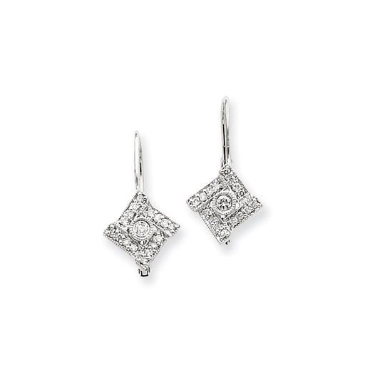 14k White Gold Vintage Real Diamond Earrings XE670AA
