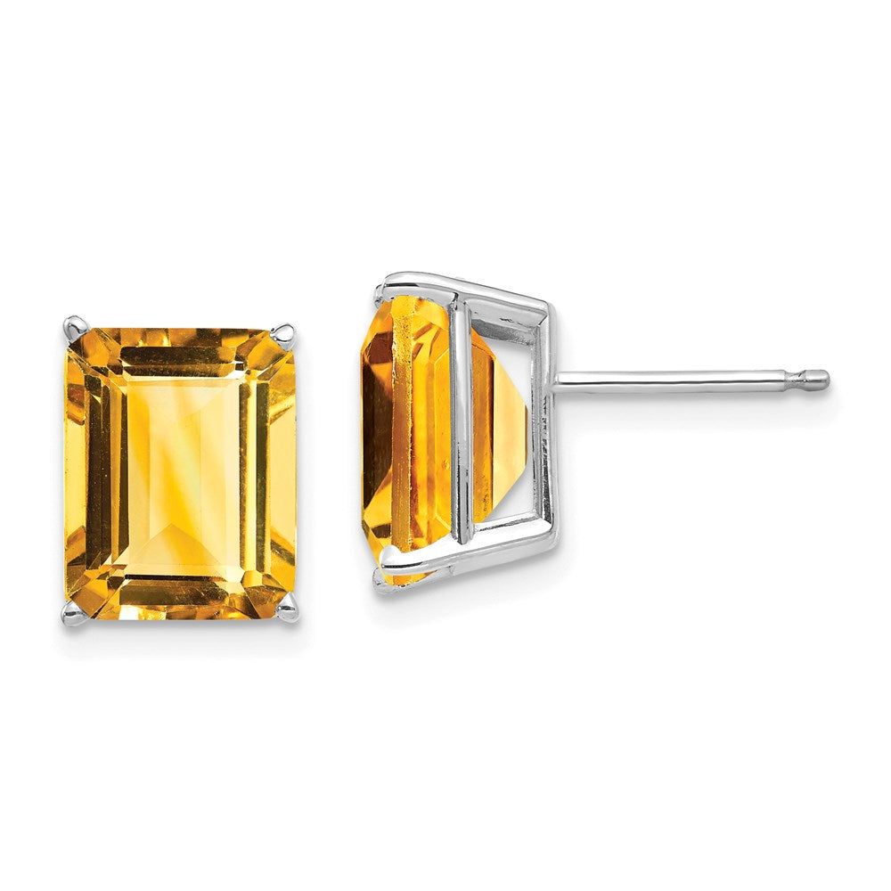 14k Yellow Gold Emerald Cut Citrine stud Earrings XE69WCI