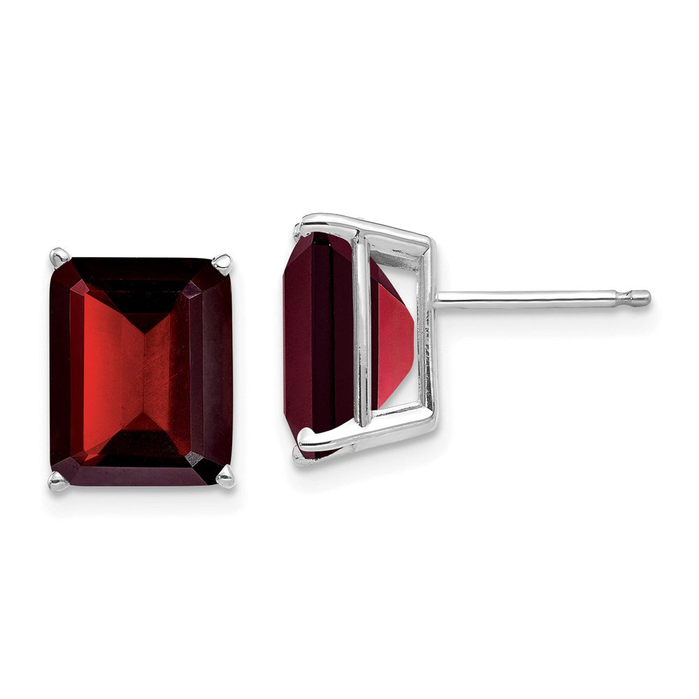 14k Yellow Gold Emerald Cut Garnet Stud Earrings XE69WGA