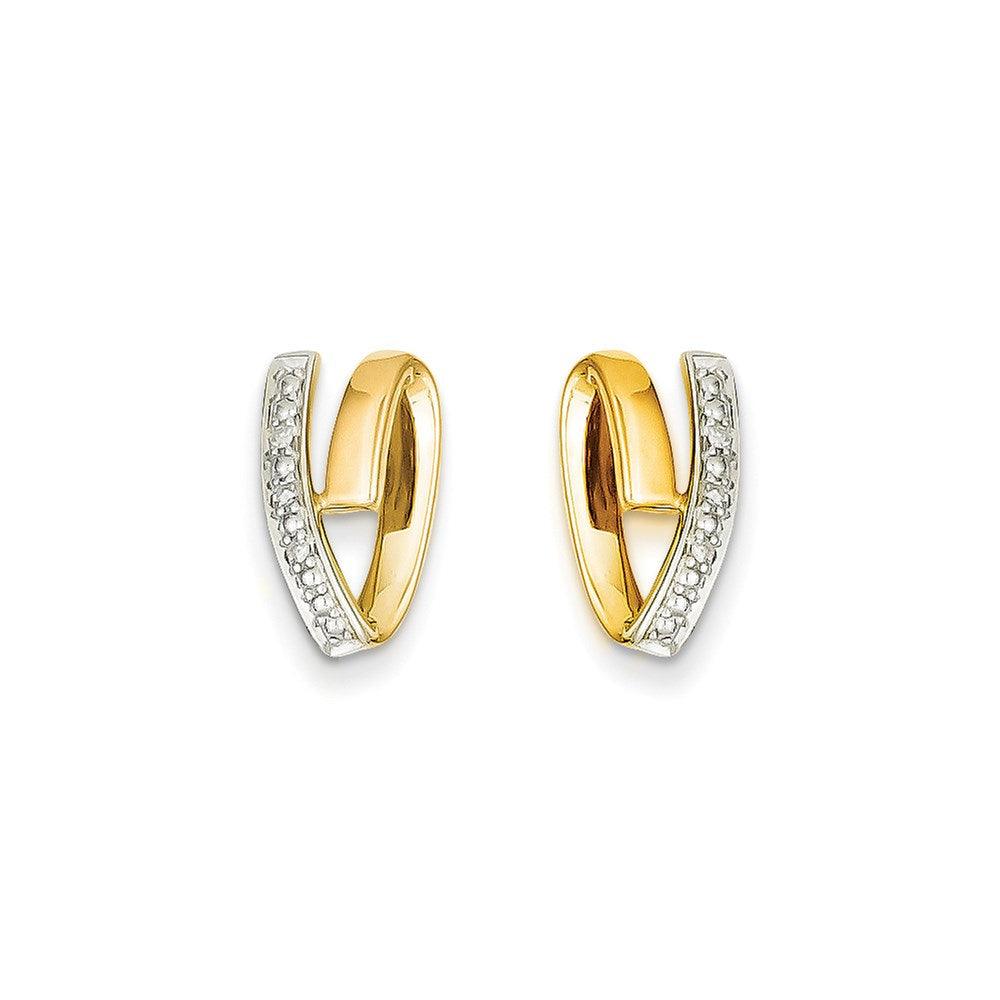 14k Yellow Gold Rhodium Real Diamond Earrings XE709A