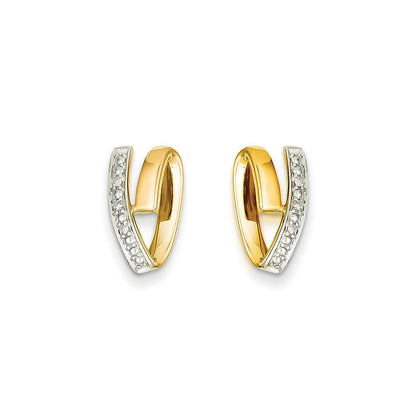 14k Yellow Gold Rhodium Real Diamond Earrings XE709A
