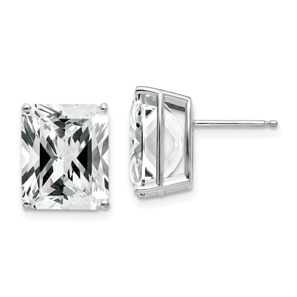14k White Gold Emerald Cut Cubic Zirconia Stud Earrings XE70WCZ