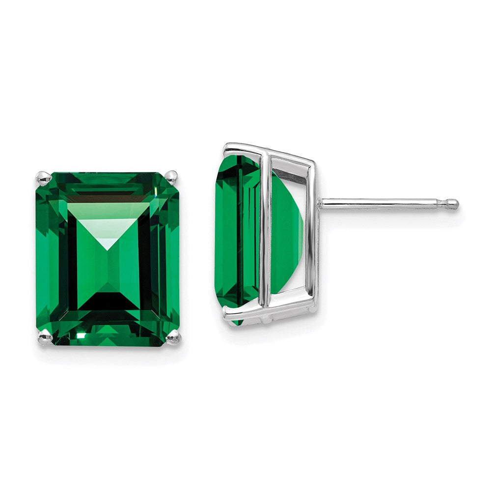 14k White Gold Mount St. Helens Emerald Stud Earrings XE70WMS